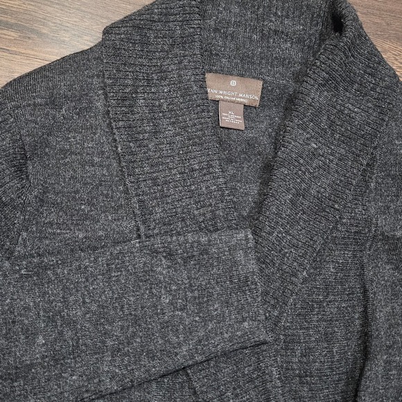Fenn Wright Manson Italian Merino Wool Cardigan Grey Sweater XL Shawl Collar - Picture 4 of 11